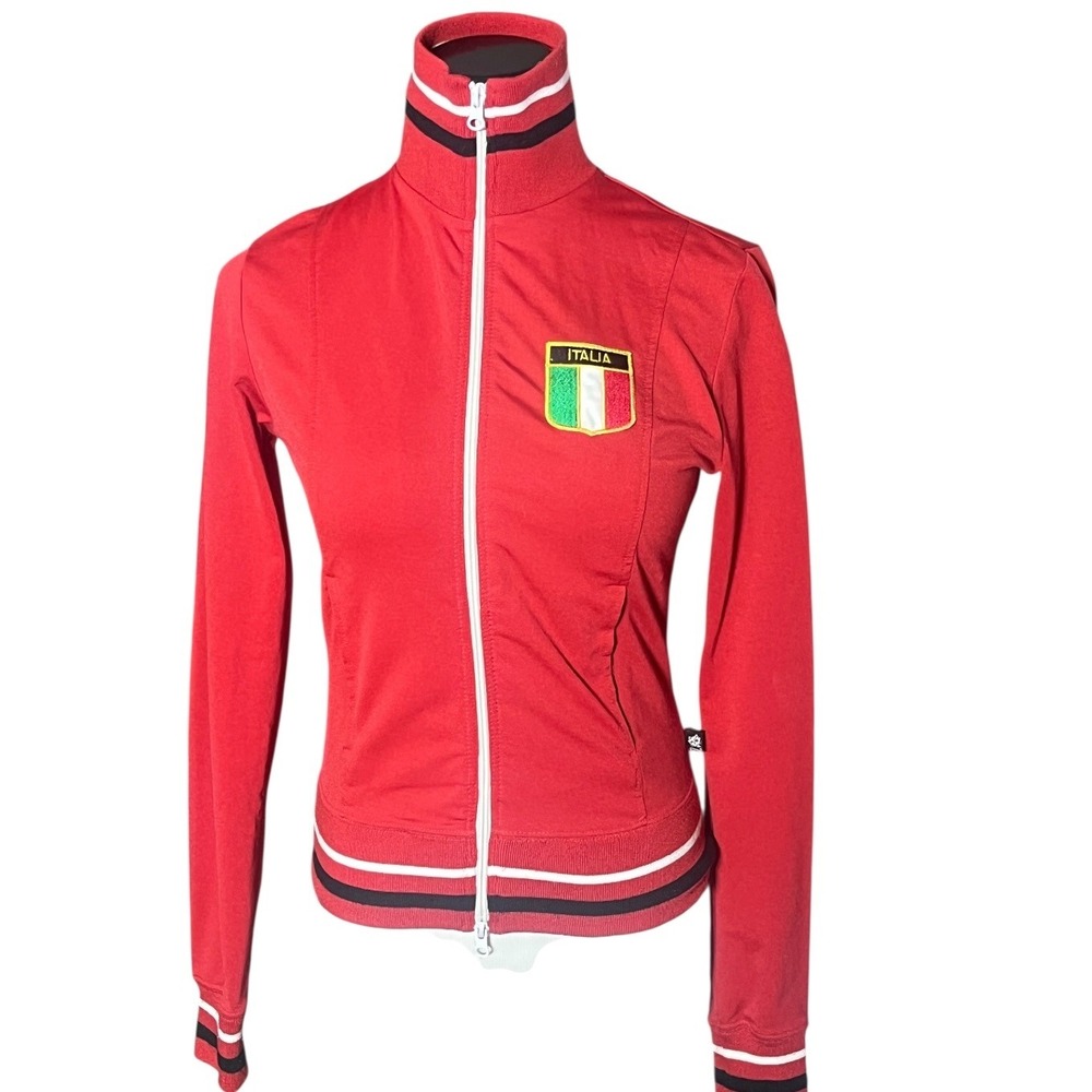 LA Kitty Mens Italia Track Jacket‎ Red Full Zip Funnel Neck Small 43744720
